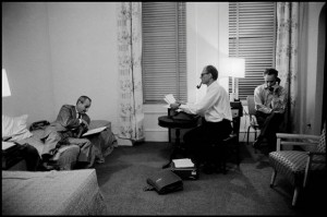 Arthur Miller works on 'After the Fall' at the Chelsea Hotel