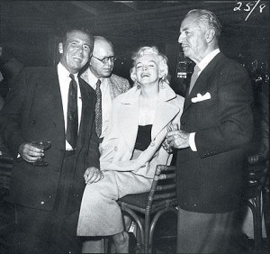 In the Bamboo Room with with Racquet Club owner Charlie Farrell and actor William Powell, 1954