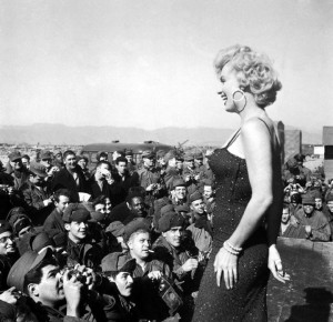 Marilyn sings - for real - to troops in Korea, 1954