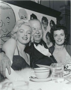 Charles Coburn celebrates his 83rd birthday with Marilyn and Jane Russell, 1953
