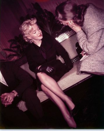 Marilyn with columnist Kendis Rochlen, 1956