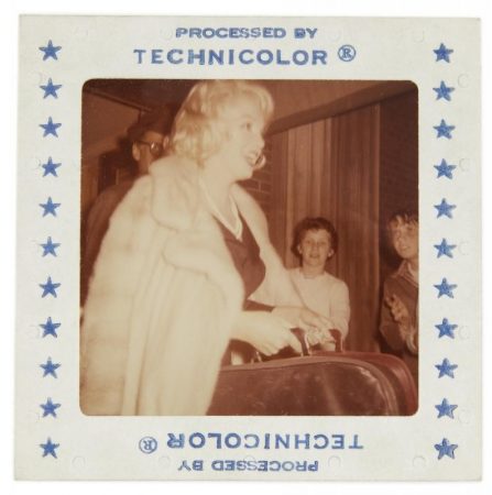Leaving her New York apartment in 1959, en route to meet Khrushchev in Hollywood